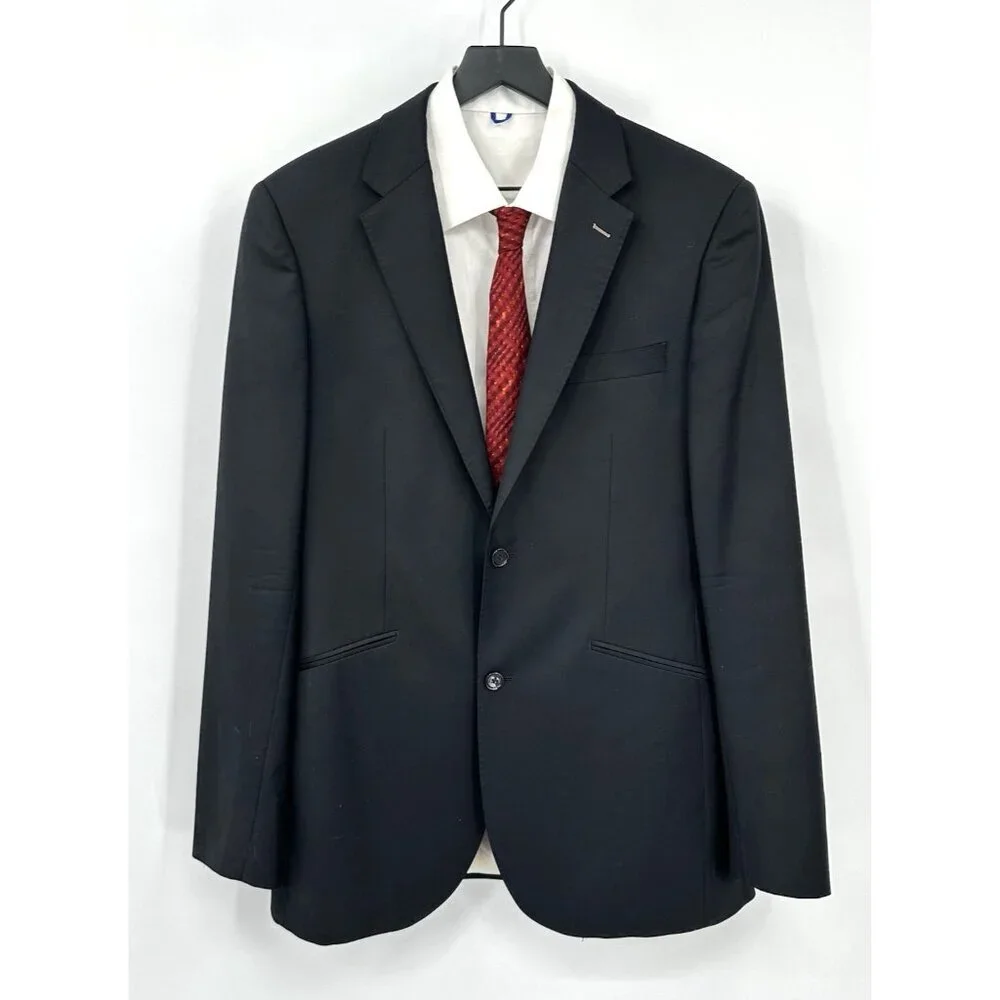 INDOCHINO jacket blazer sport coat black 42L classic wool business two button